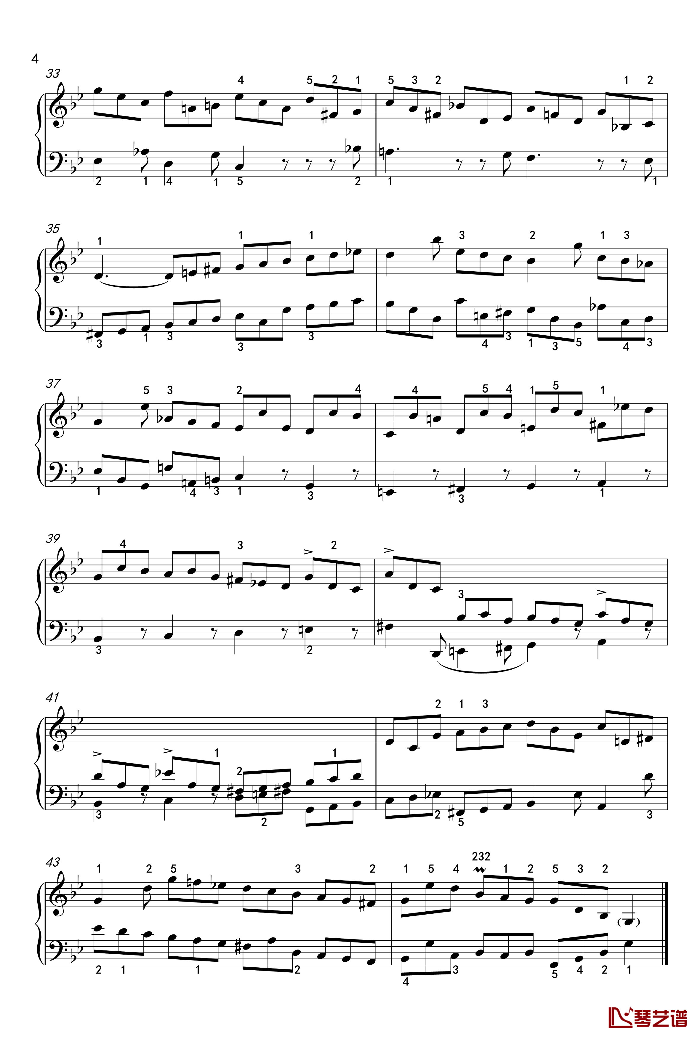 吉格舞曲钢琴谱-英国组曲-BWV-808-7-巴赫-P.E.Bach4