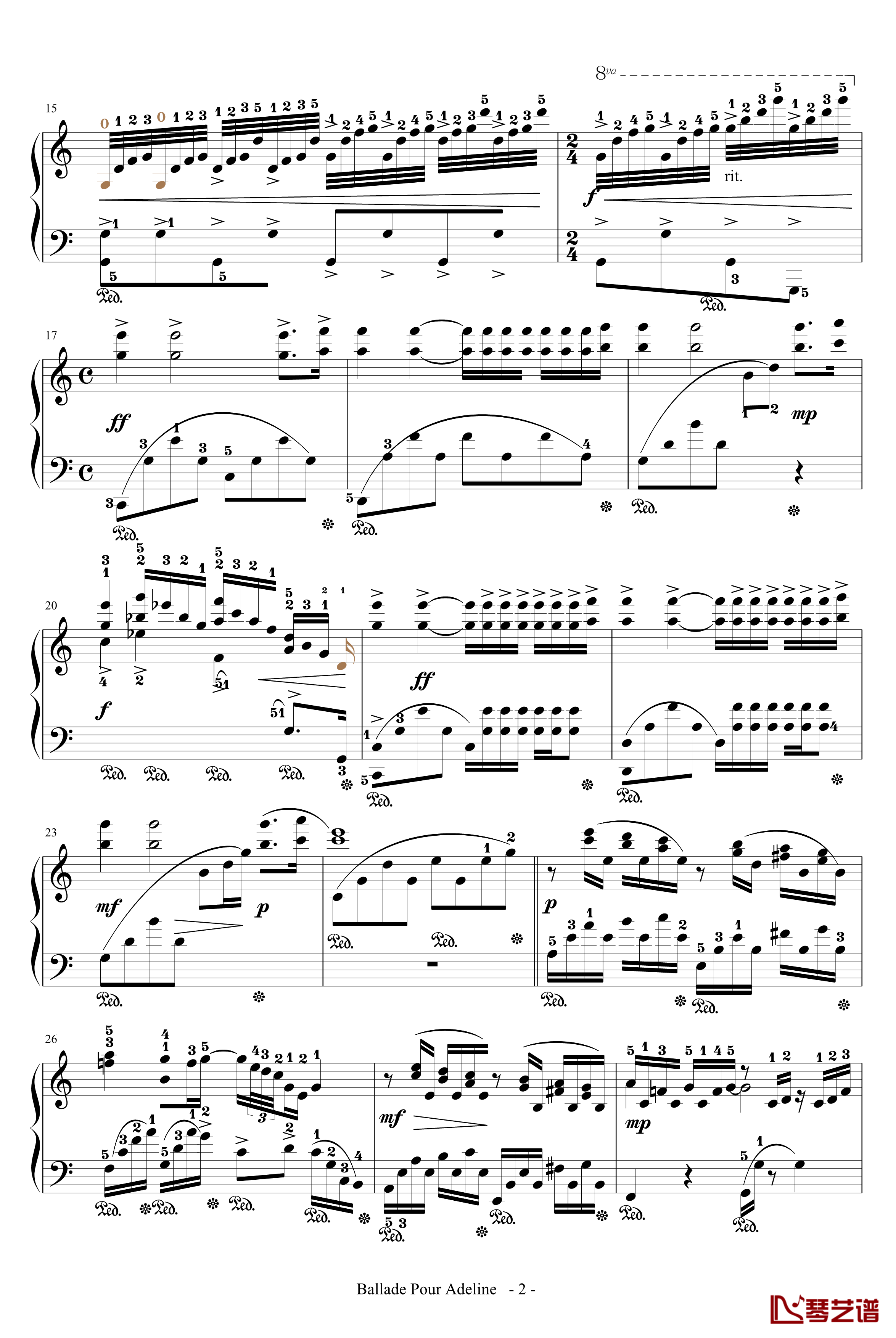 水边的阿蒂丽娜钢琴谱-带指法-塞内维尔2
