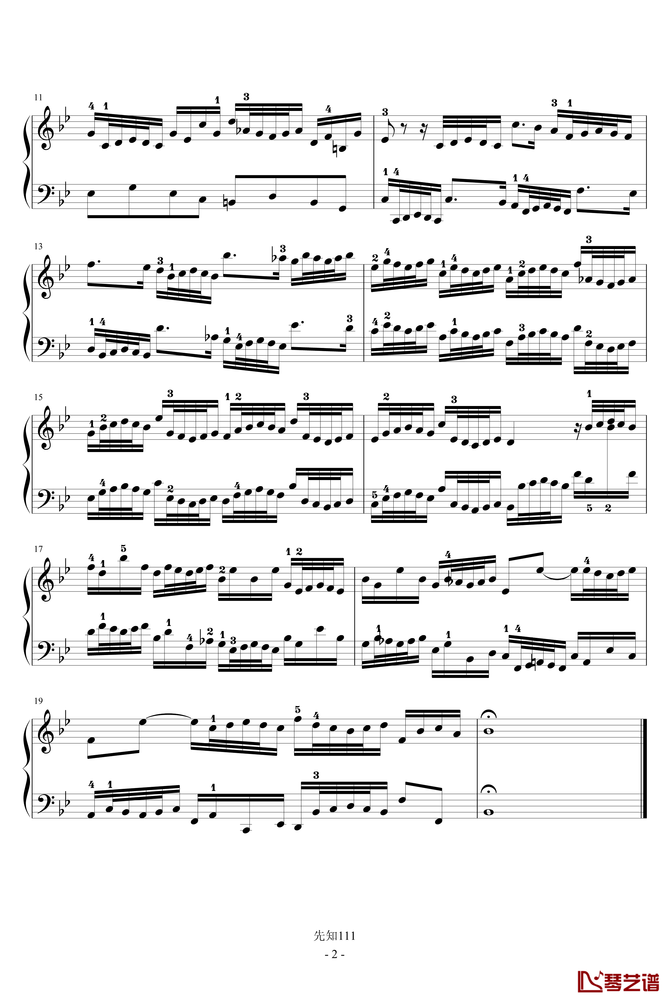 二部创意曲NO.14钢琴谱-有指法-巴赫-P.E.Bach2