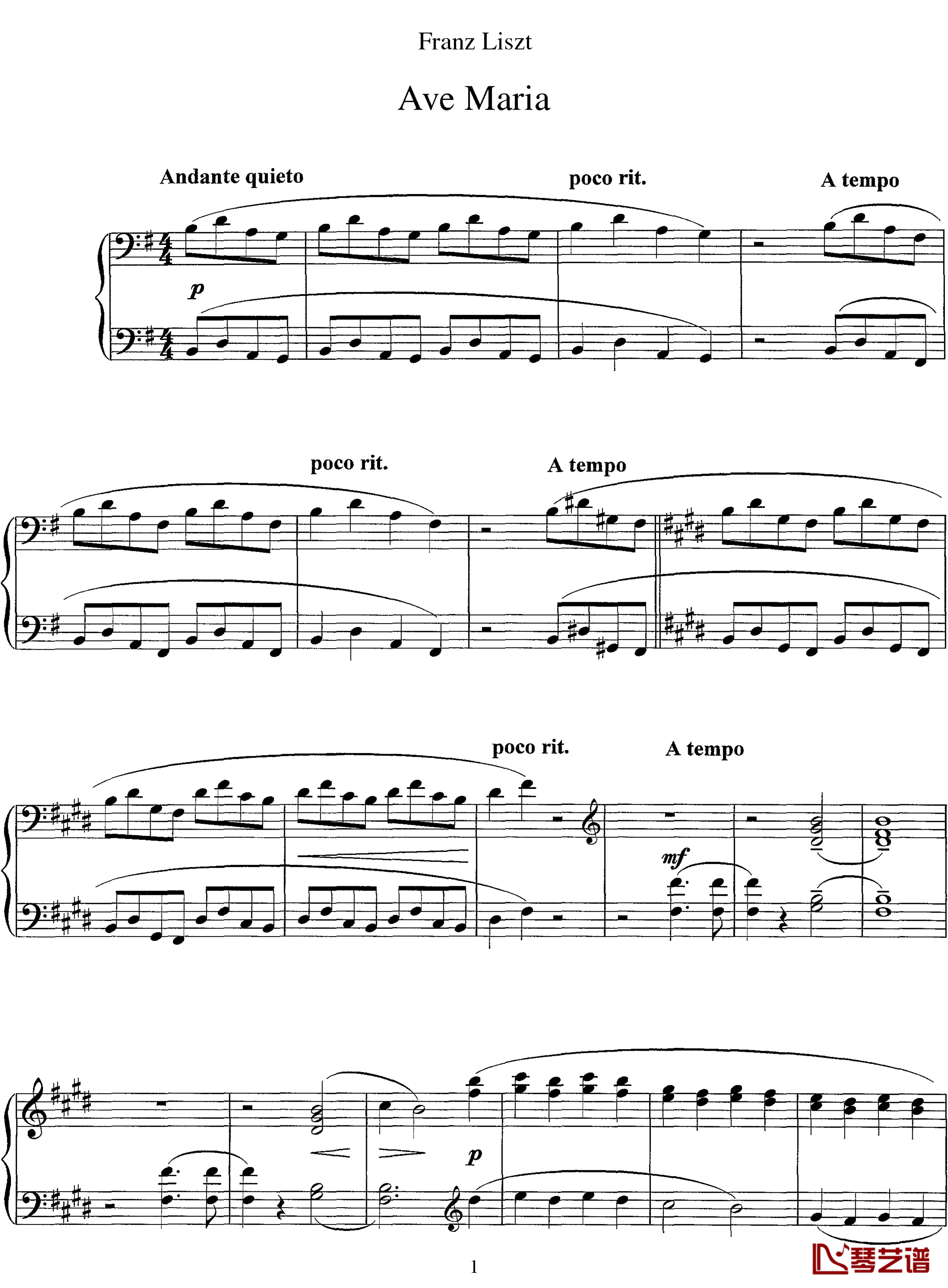 G大调圣母颂S.545钢琴谱-李斯特1