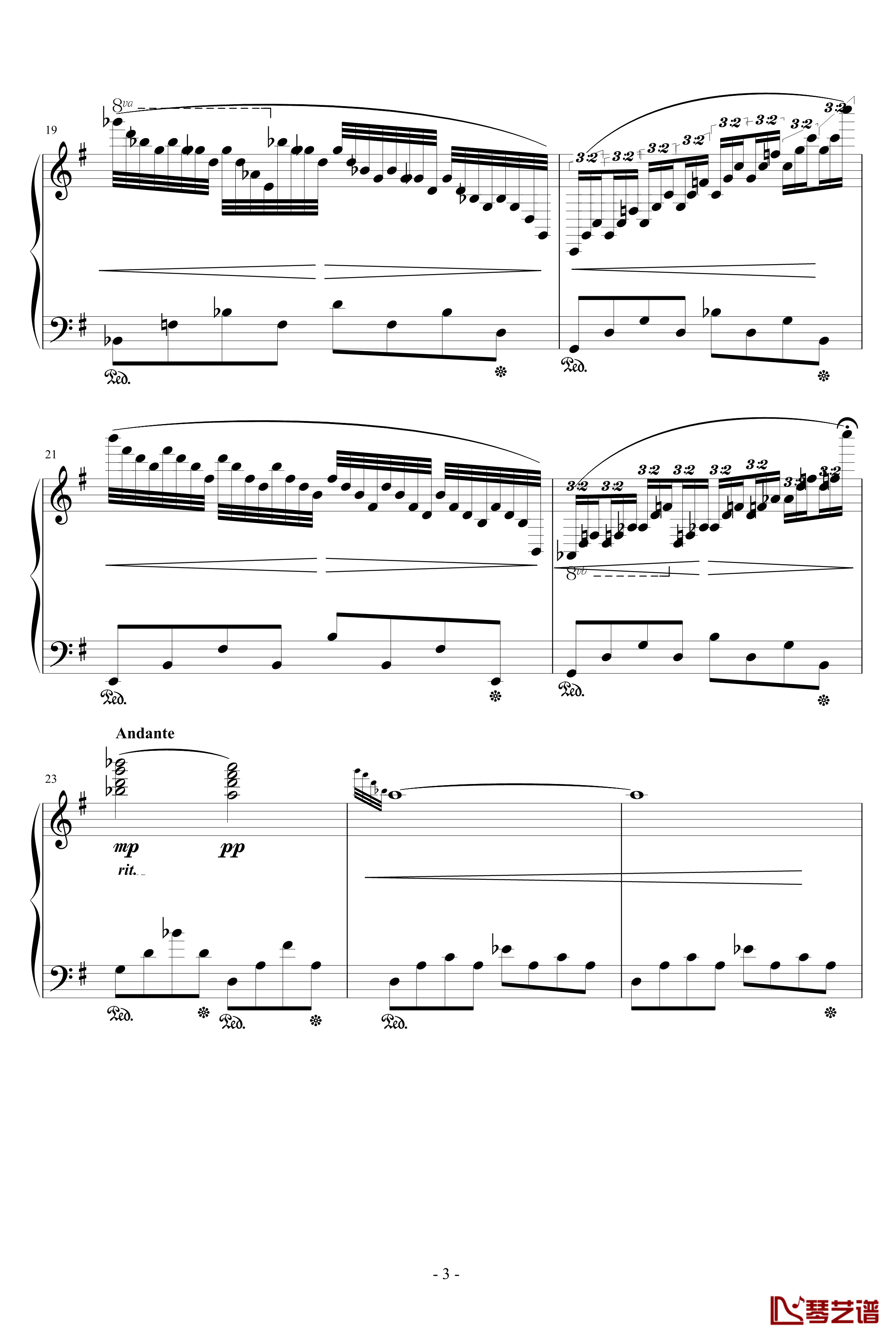 流星的幻想钢琴谱-升c小调3