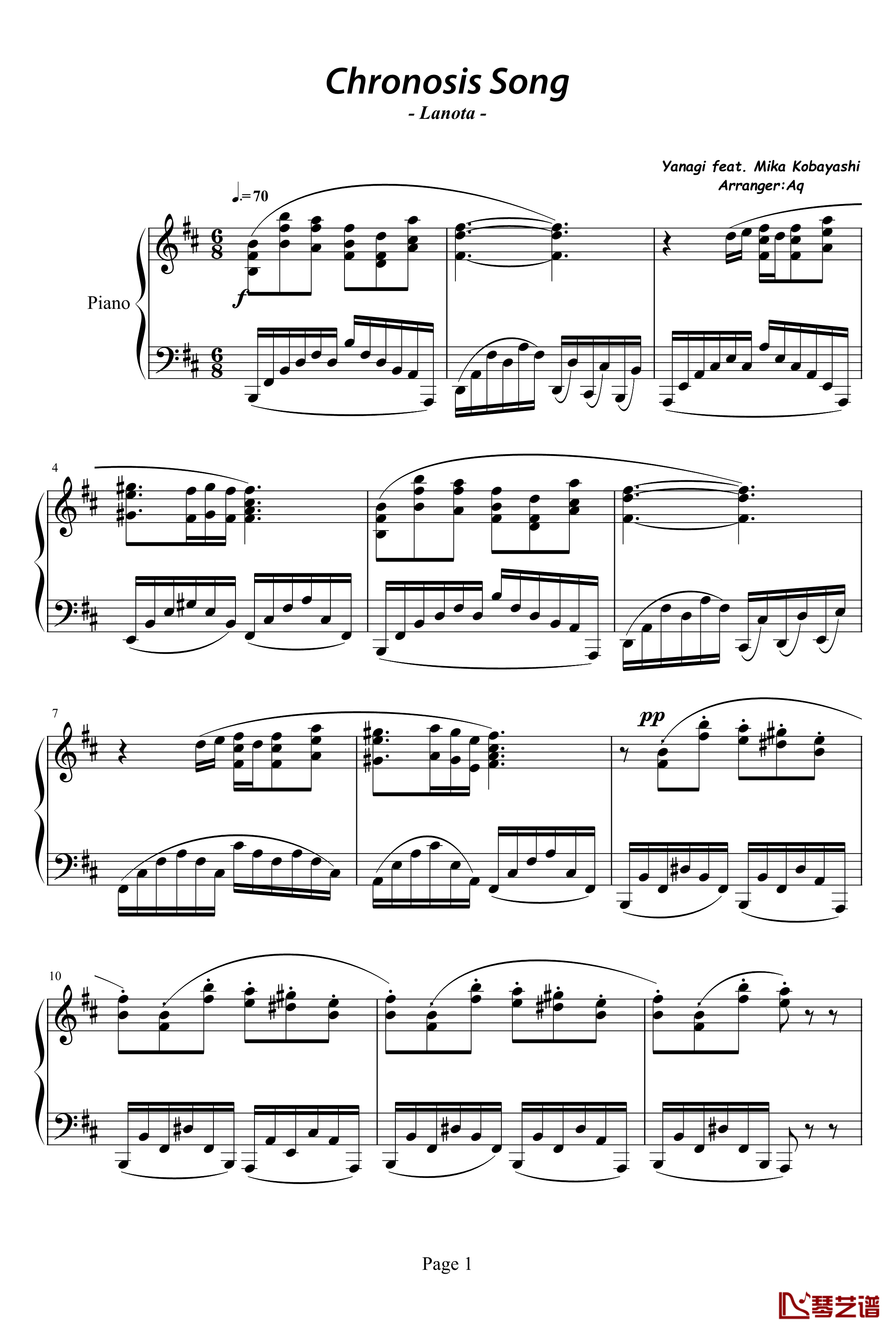 Chronosis Song钢琴谱-Lanota1