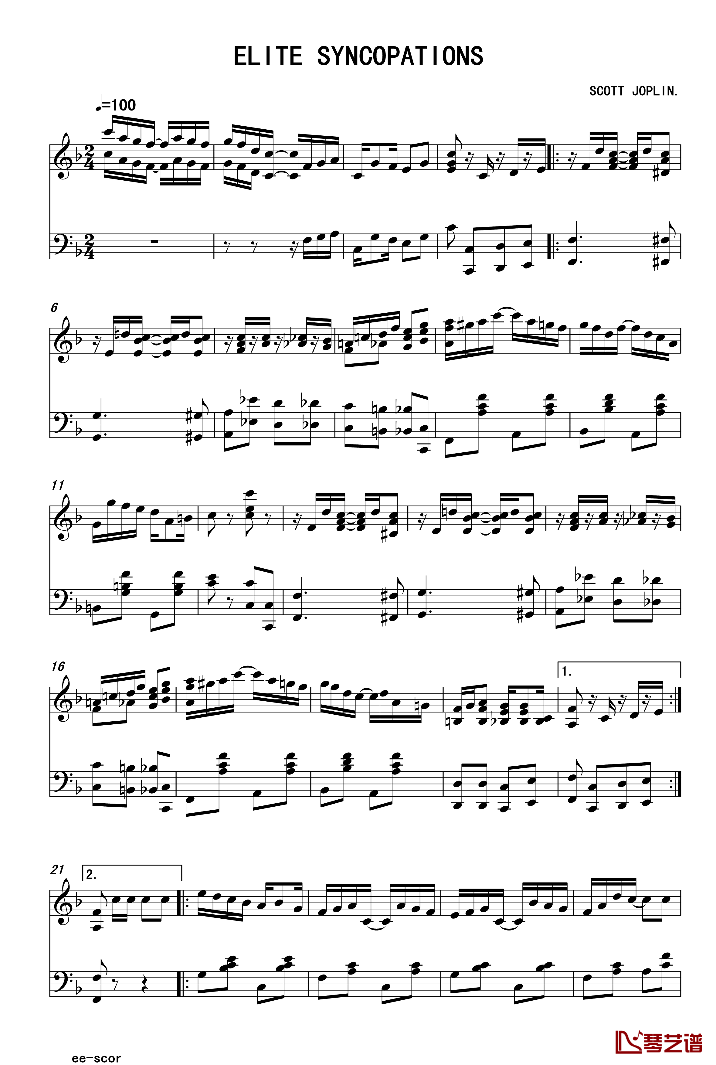 Elite Syncopations钢琴谱-拉格泰姆-Scott Joplin1