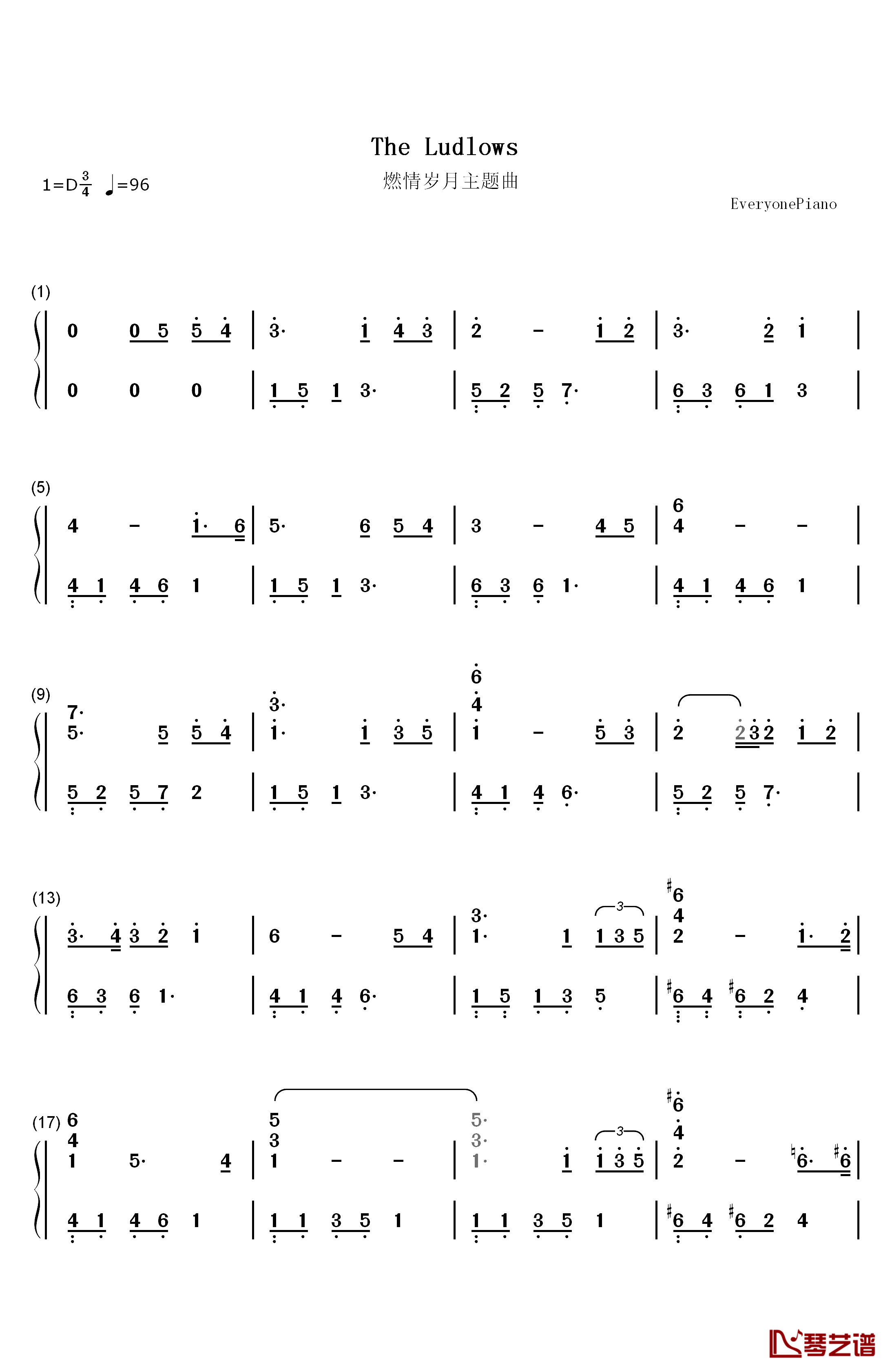 The Ludlows 钢琴简谱-数字双手-James Horner1